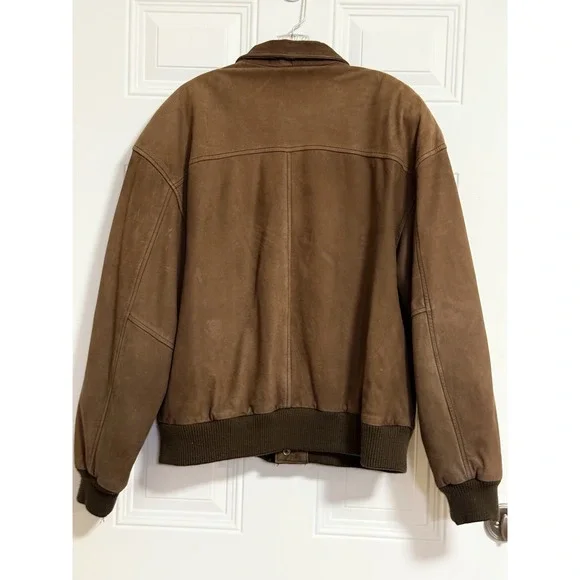 G-III Dark Brown Leather Bomber Jacket Suede-like‎ SZ Medium Aviator - Picture 3 of 10